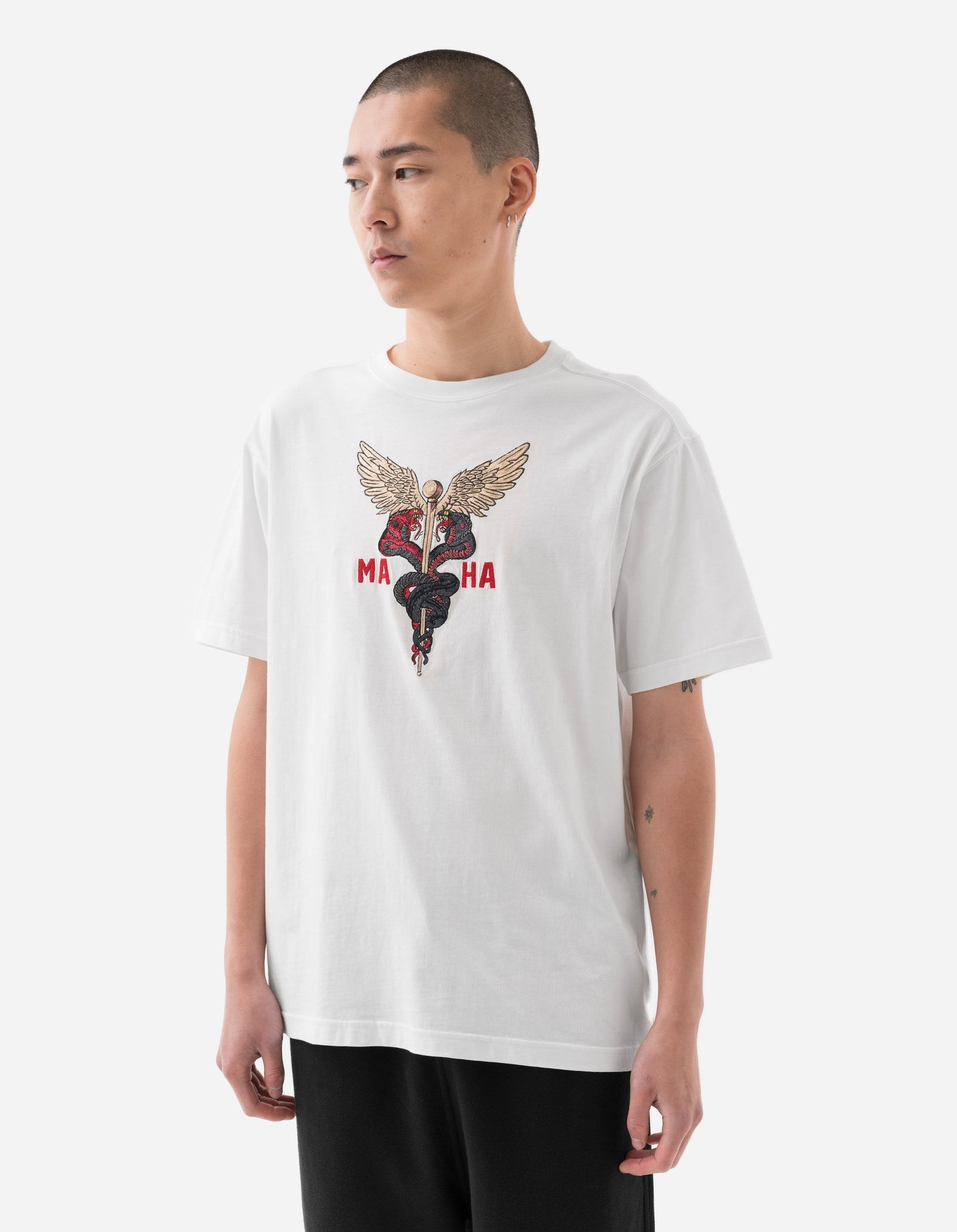 6012 Caduceus Monk T-Shirt White