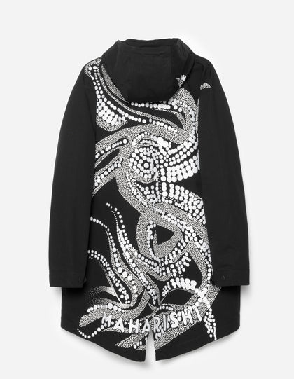 6123 Fubuki Dragon Embroidered Kimono Parka Black