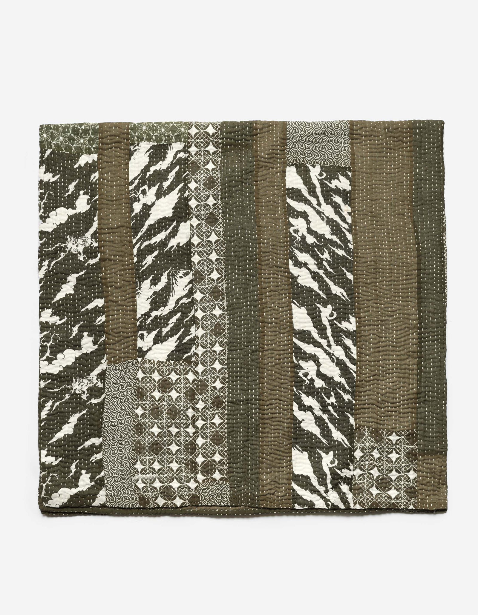 7279 Wagara Rice Stitch Blanket Ecru/Olive