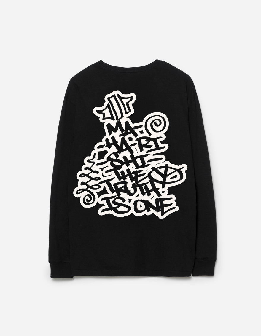 2202 Swirling Snowflake L/S T-Shirt Black