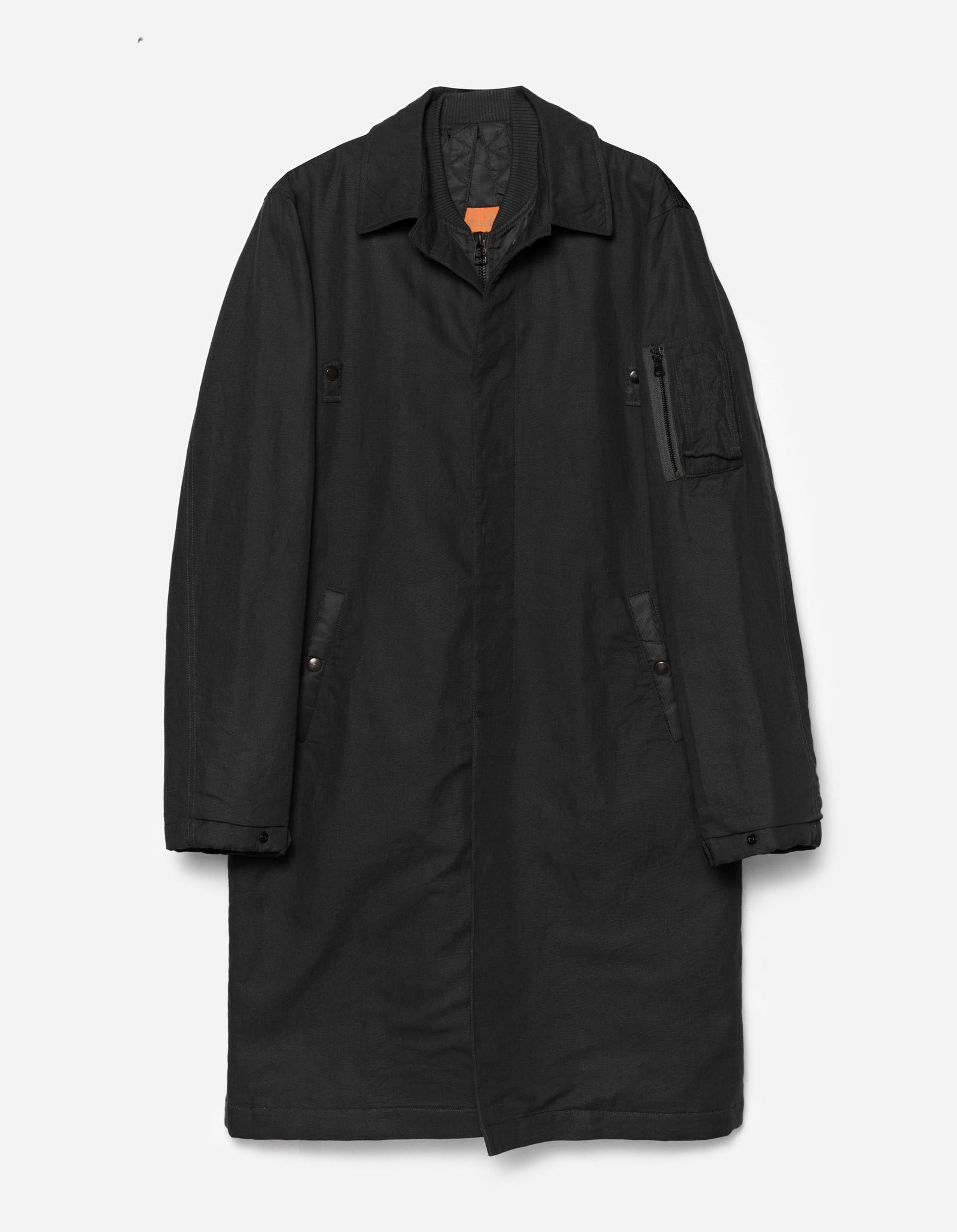 2210 Linear Snow Dragon Embroidered MA Mac Coat Black