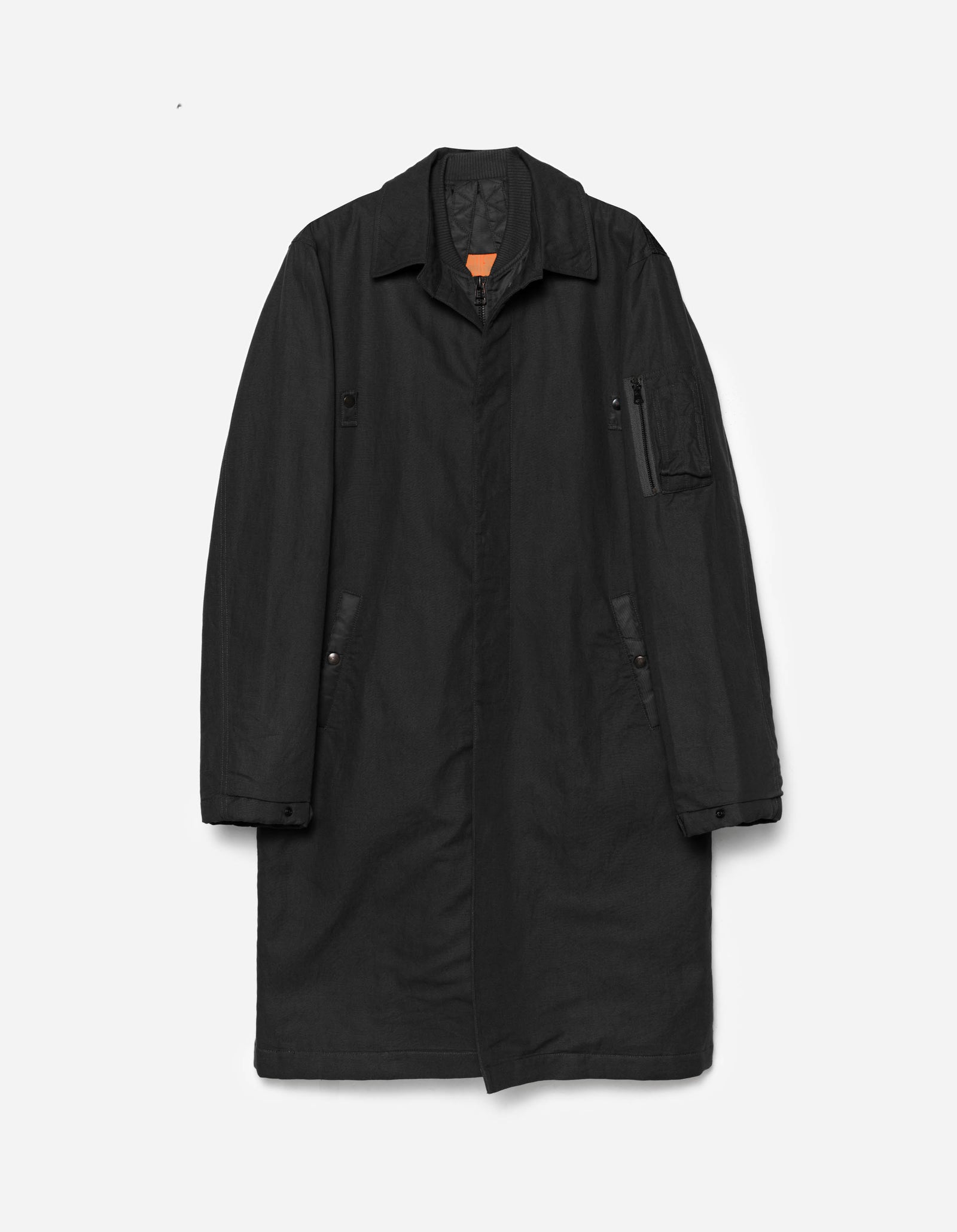 2210 Linear Snow Dragon Embroidered MA Mac Coat Black