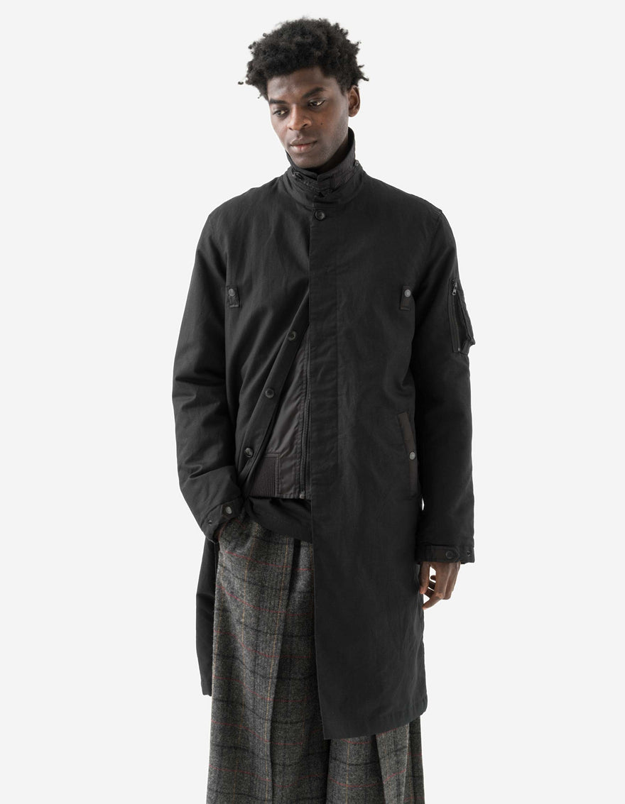 2210 Linear Snow Dragon Embroidered MA Mac Coat Black