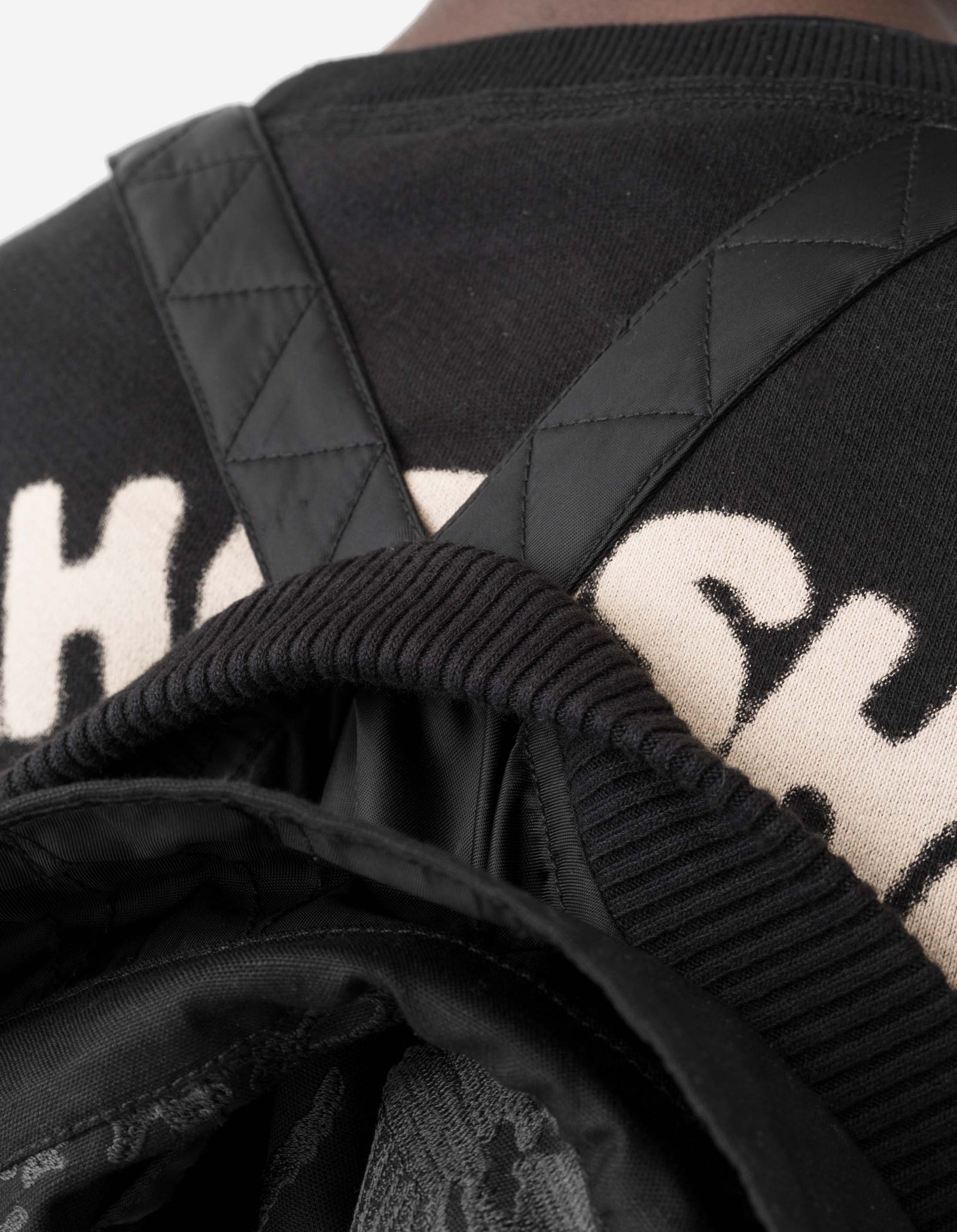 2210 Linear Snow Dragon Embroidered MA Mac Coat Black