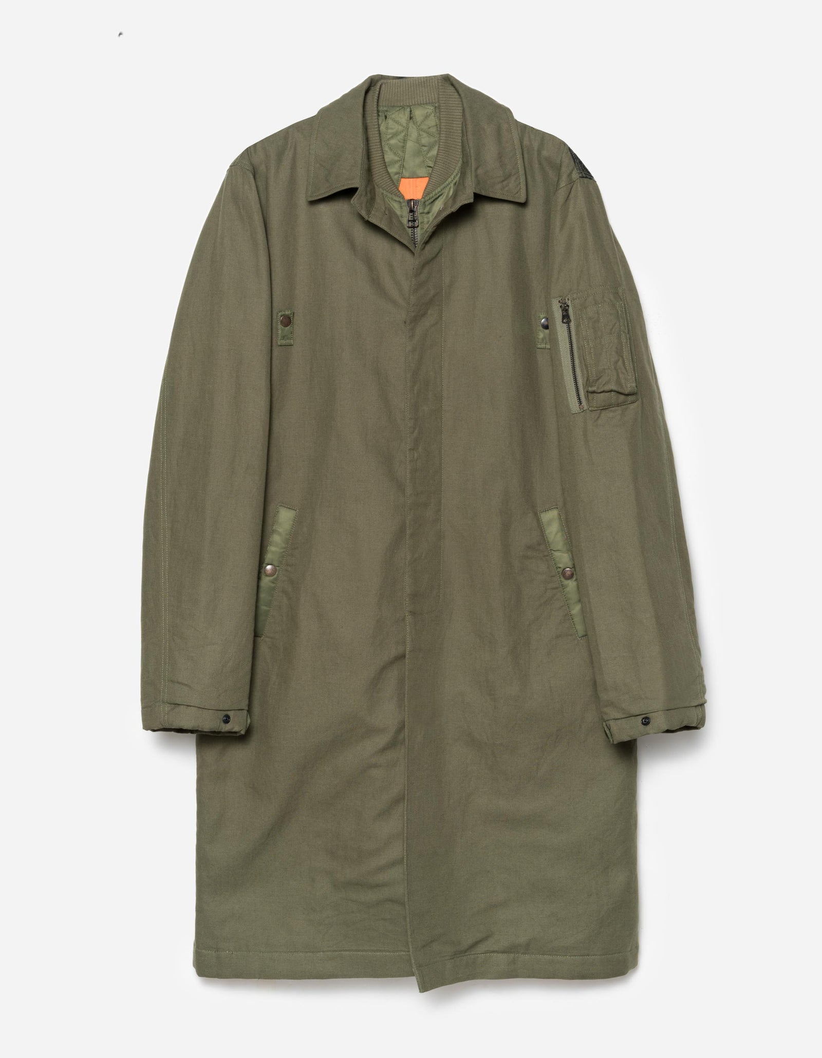 2210 Linear Snow Dragon Embroidered MA Mac Coat Olive OG-107F