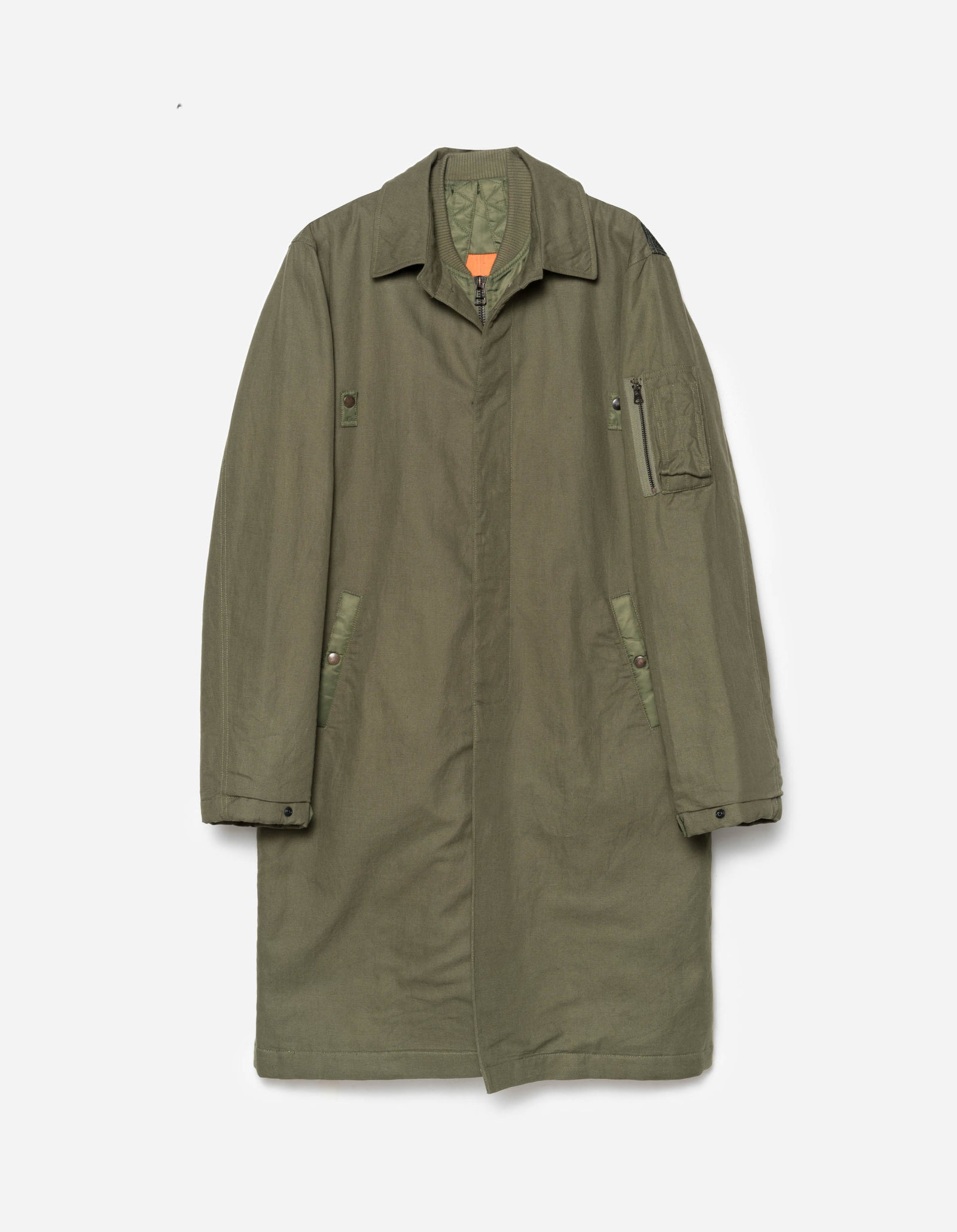 2210 Linear Snow Dragon Embroidered MA Mac Coat Olive OG-107F