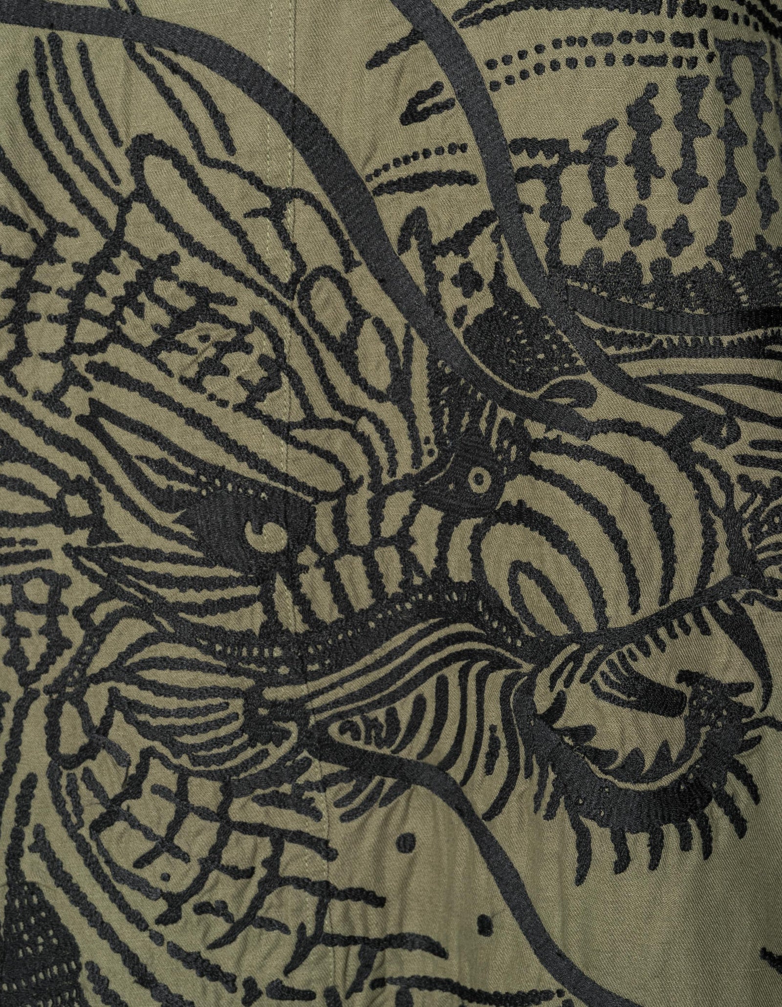 2210 Linear Snow Dragon Embroidered MA Mac Coat Olive OG-107F