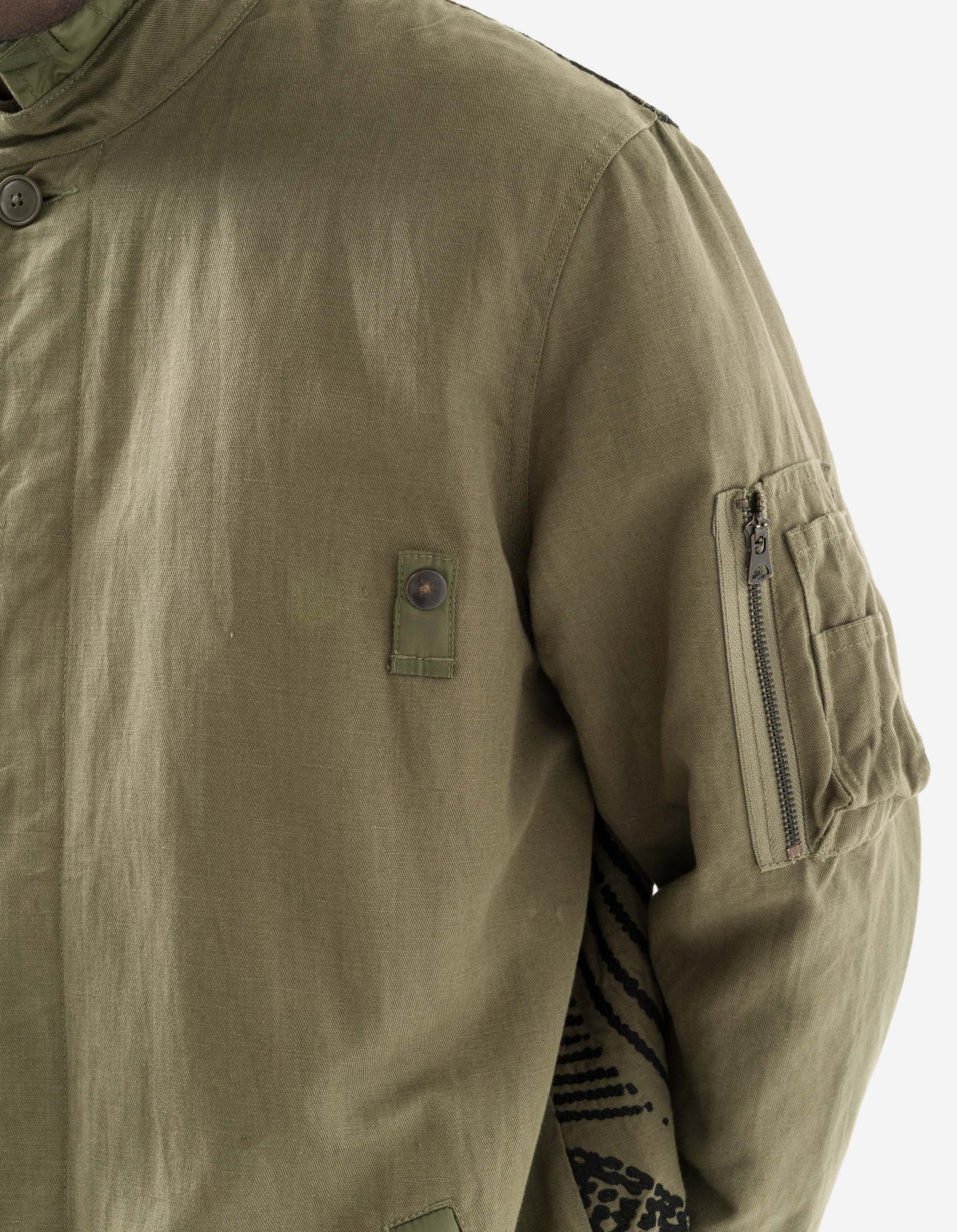 2210 Linear Snow Dragon Embroidered MA Mac Coat Olive OG-107F