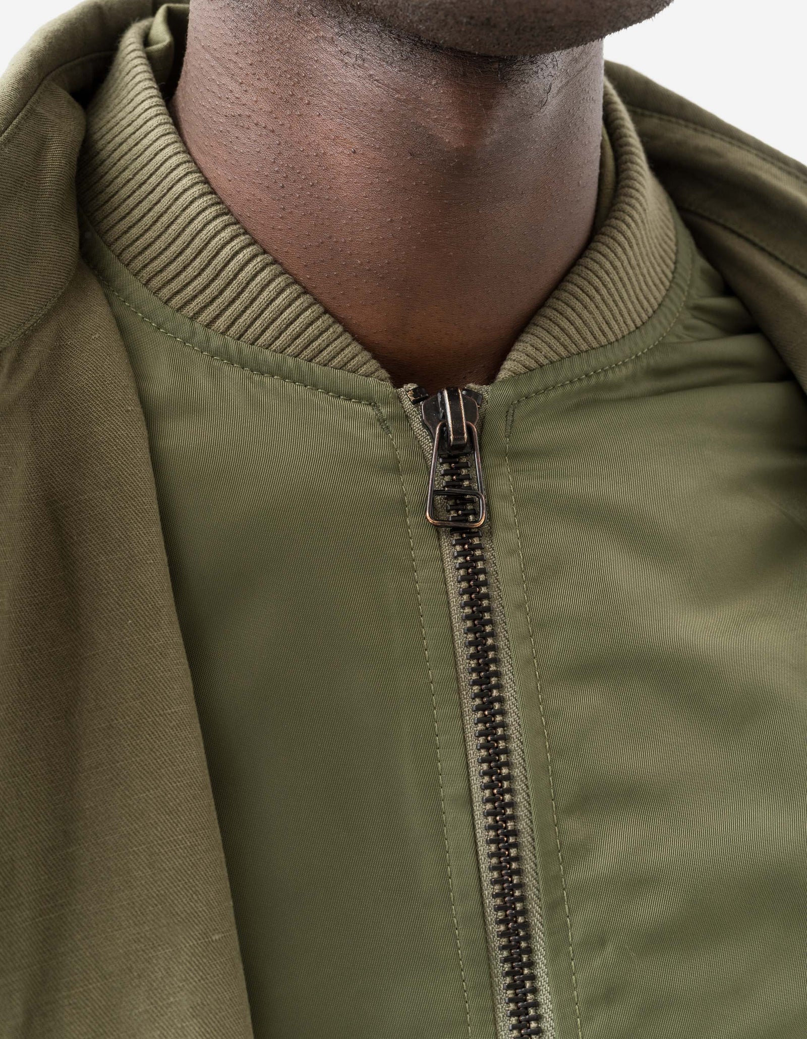 2210 Linear Snow Dragon Embroidered MA Mac Coat Olive OG-107F