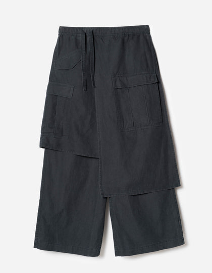 4588 Asym Cargo Hakama Pants Navy