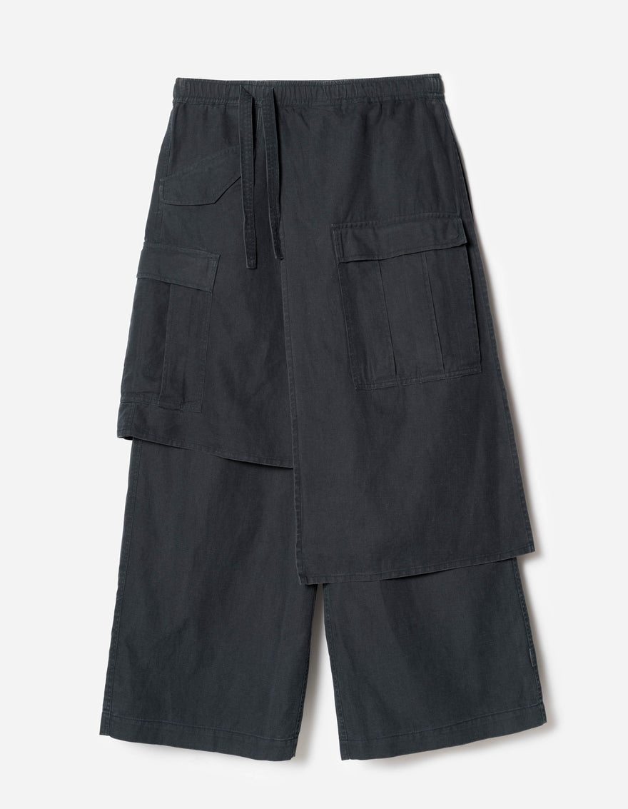 4588 Asym Cargo Hakama Pants Navy