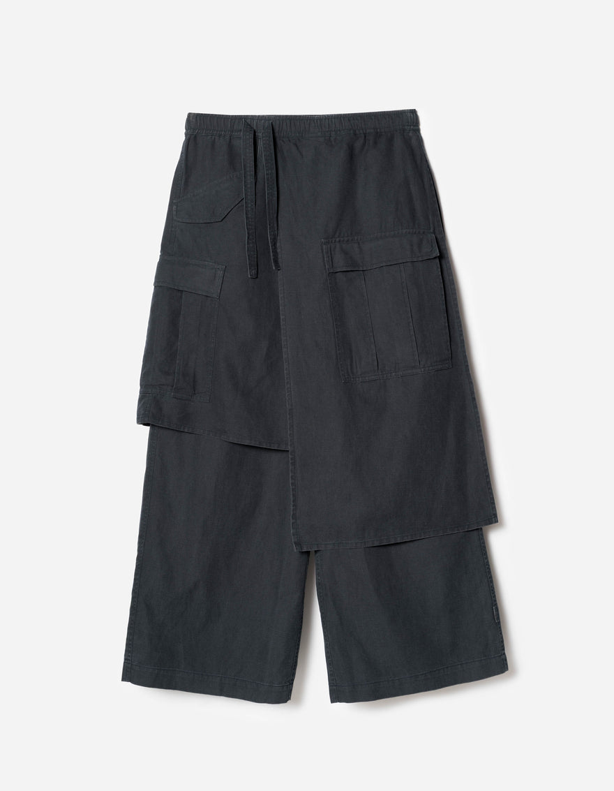 4588 Asym Cargo Hakama Pants Navy