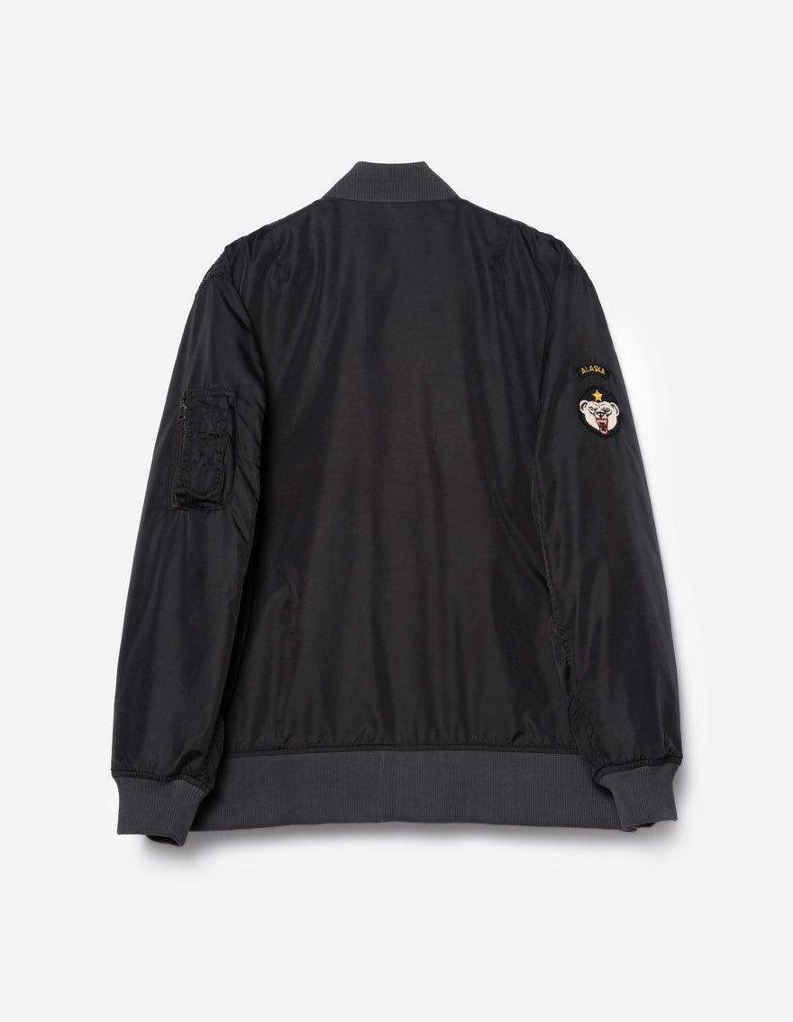 7081 Pointillist Dragon Embroidered MA1 Kimono Black