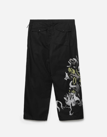 7082 Pointillist Dragon Embroidered Snopants® Black