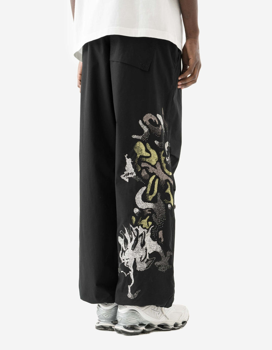7082 Pointillist Dragon Embroidered Snopants® Black