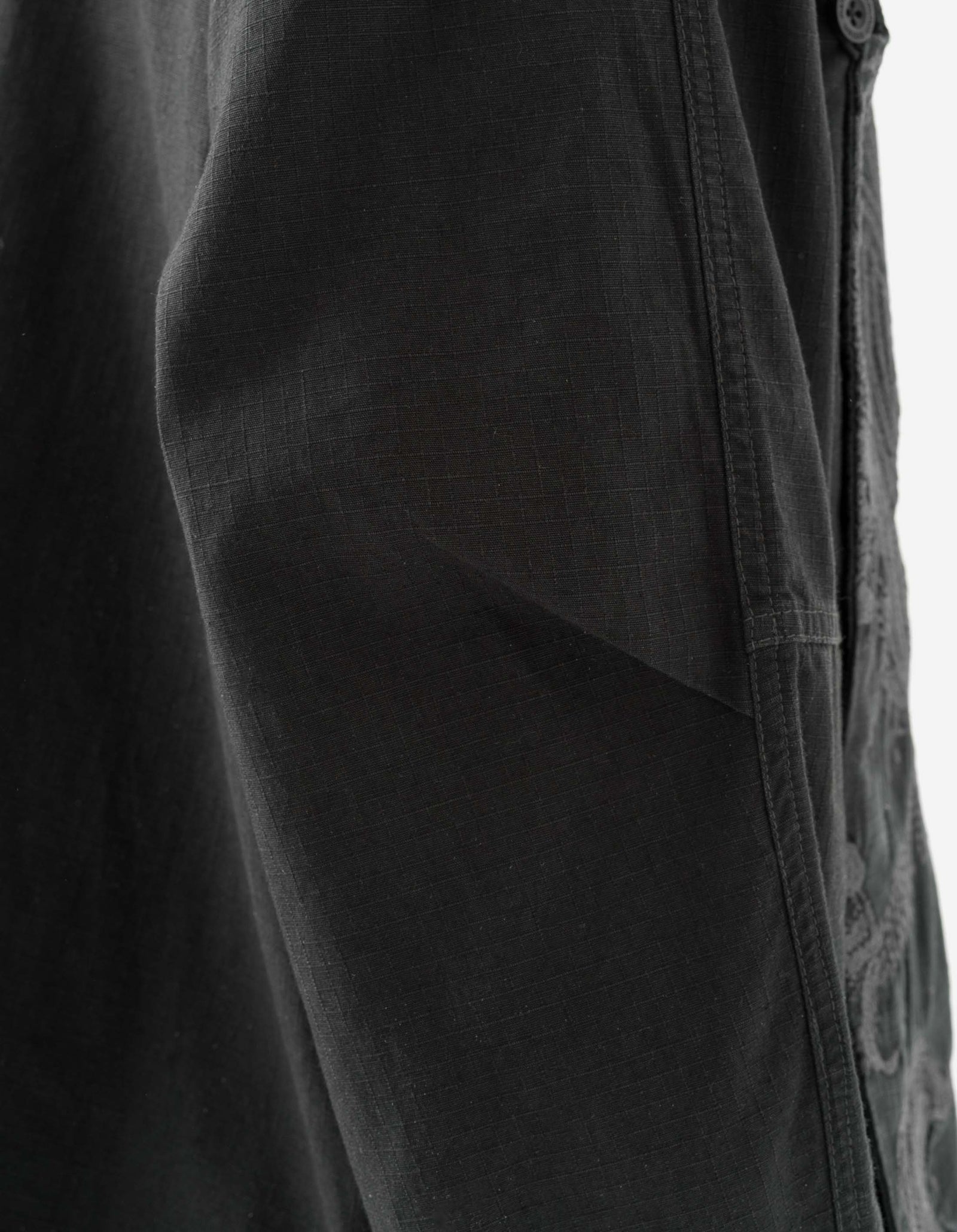 7083 Linear Dragon Embroidered Asym Monk L/S Shirt Black
