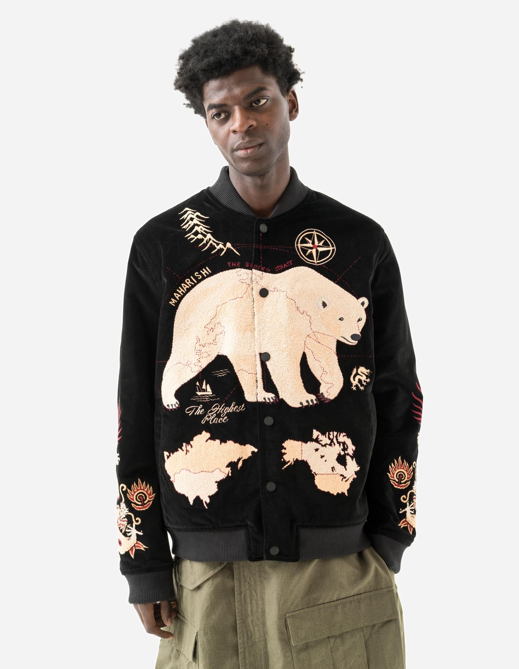 7085 Bering Strait Embroidered Tour Jacket Black – Maharishi