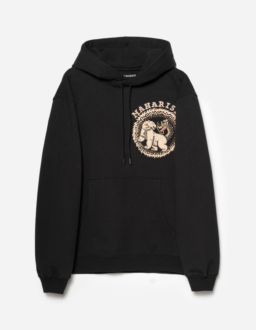 7088 Bering Strait Map Embroidered Hooded Sweat Black