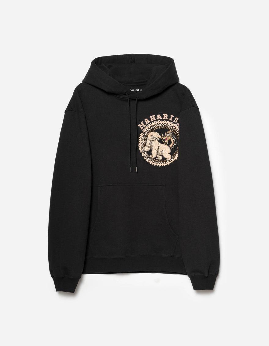 7088 Bering Strait Map Embroidered Hooded Sweat Black