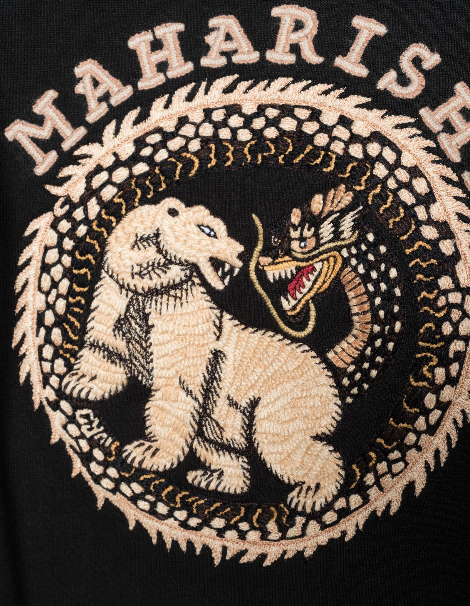 7088 Bering Strait Map Embroidered Hooded Sweat Black