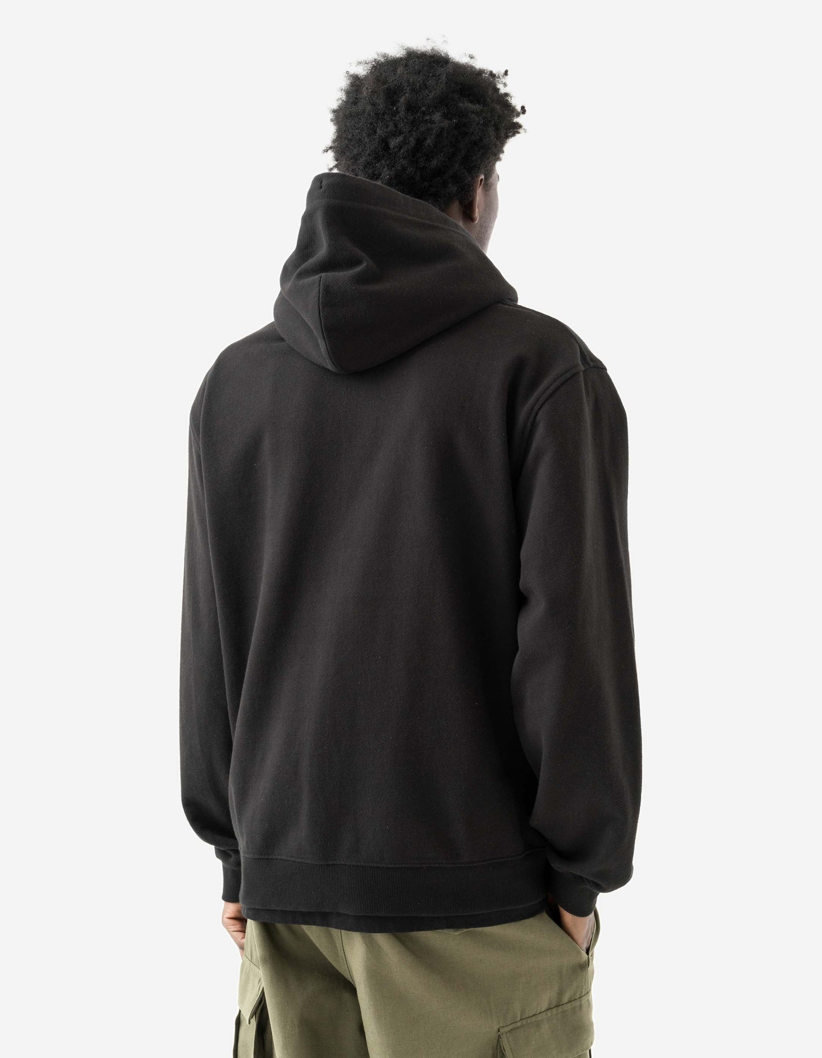 7088 Bering Strait Map Embroidered Hooded Sweat Black
