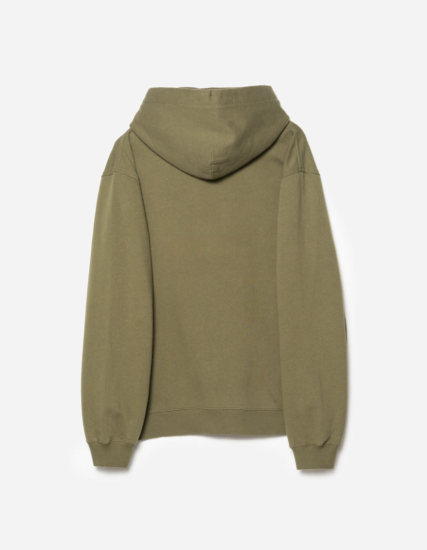 7088 Bering Strait Map Embroidered Hooded Sweat Olive OG-107F