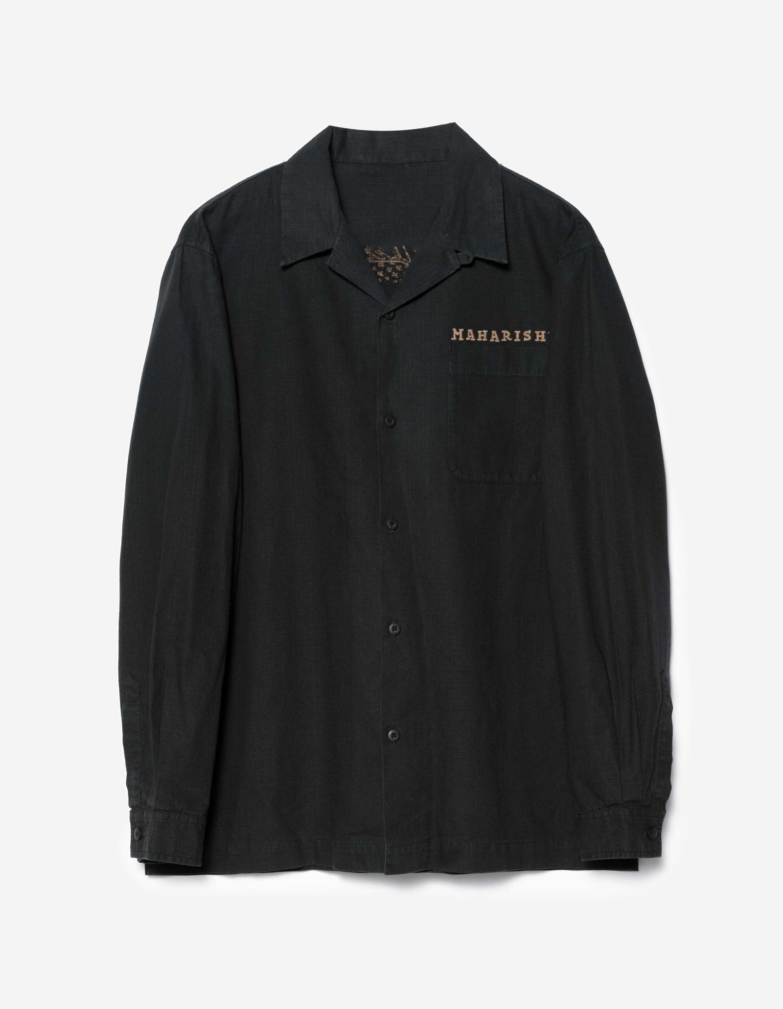 7089 Bering Strait Embroidered L/S Camp Collar Shirt Black