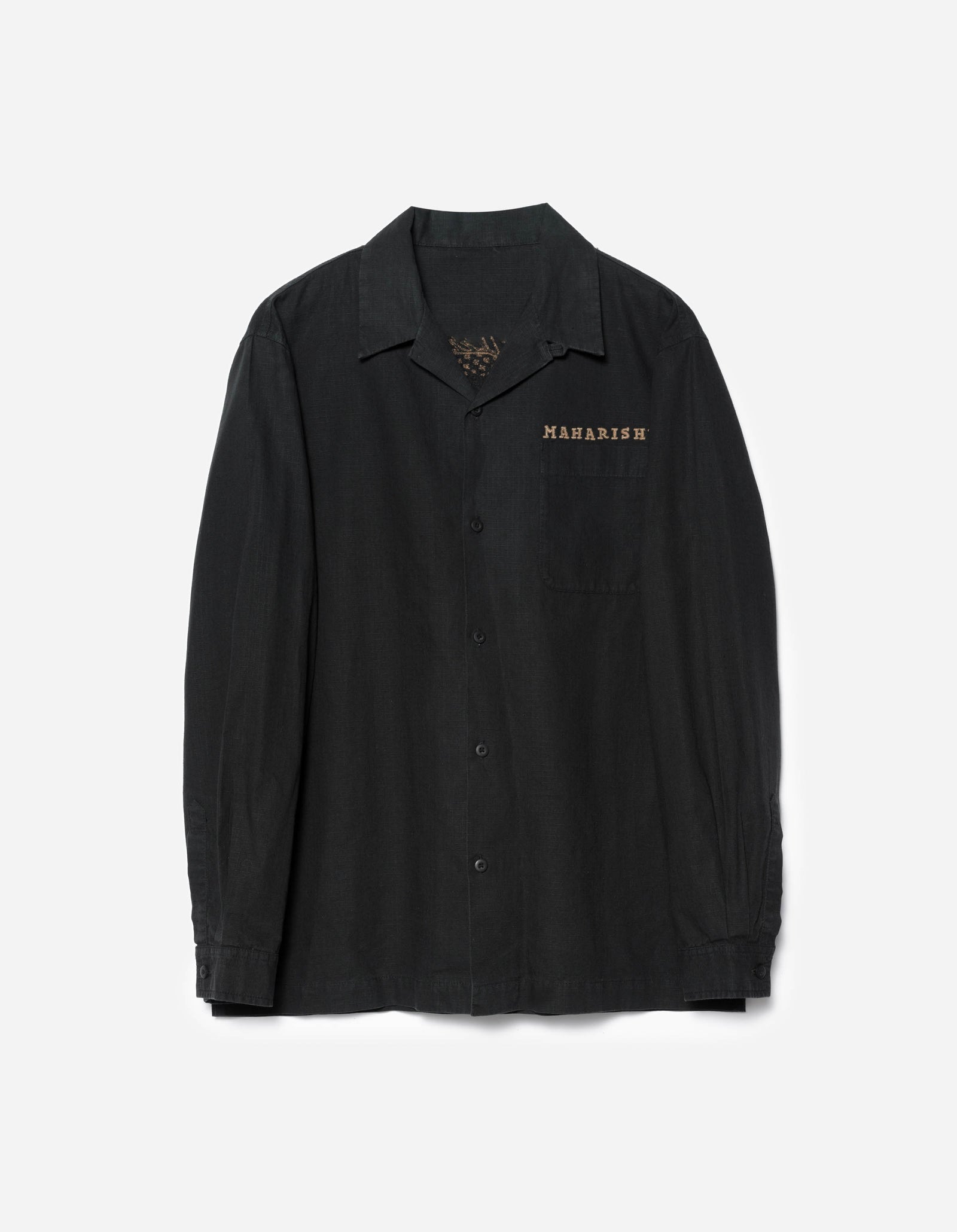 7089 Bering Strait Embroidered L/S Camp Collar Shirt Black