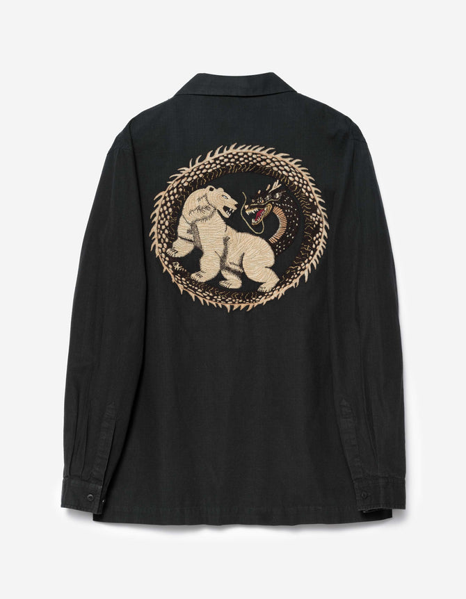 7089 Bering Strait Embroidered L/S Camp Collar Shirt Black