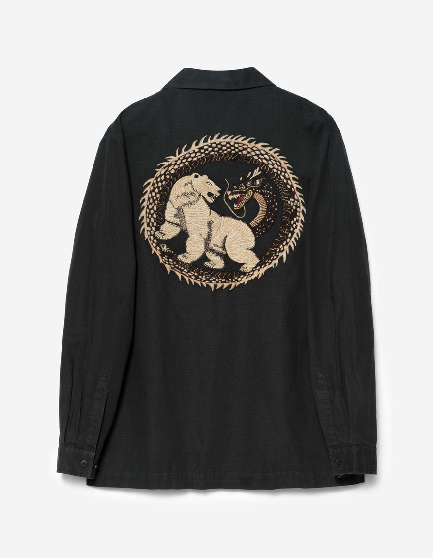 7089 Bering Strait Embroidered L/S Camp Collar Shirt Black