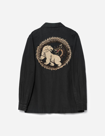 7089 Bering Strait Embroidered L/S Camp Collar Shirt Black