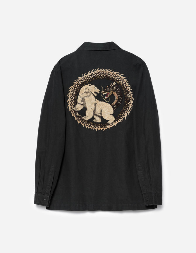 7089 Bering Strait Embroidered L/S Camp Collar Shirt Black