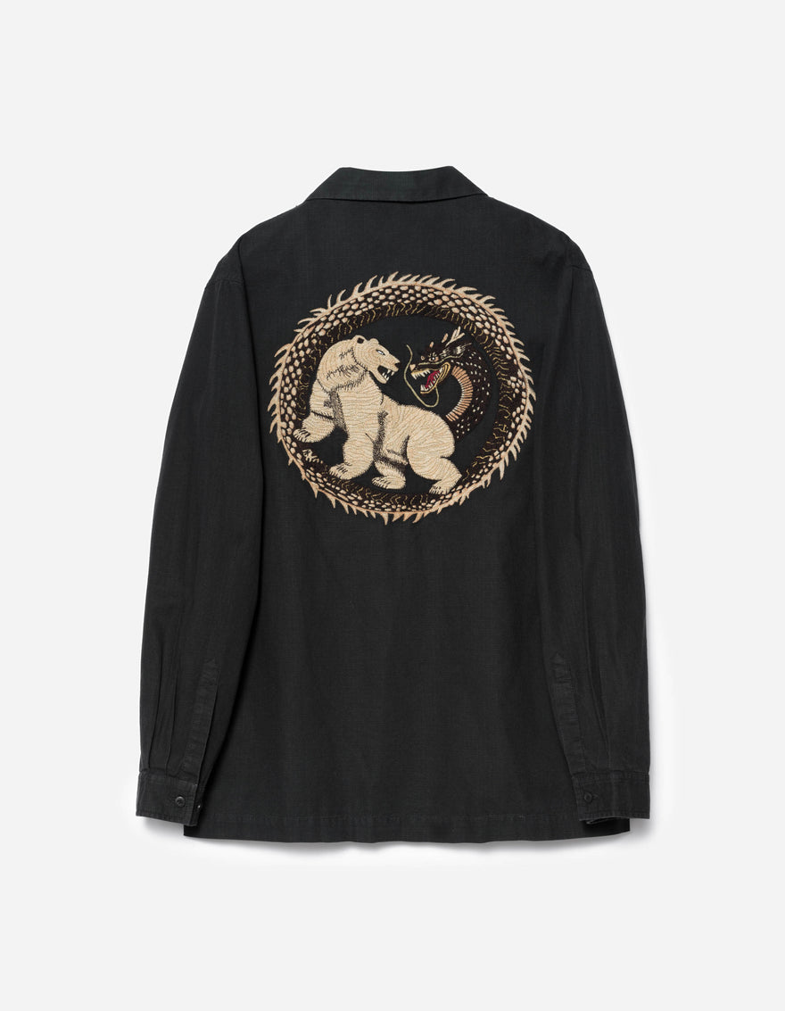 7089 Bering Strait Embroidered L/S Camp Collar Shirt Black