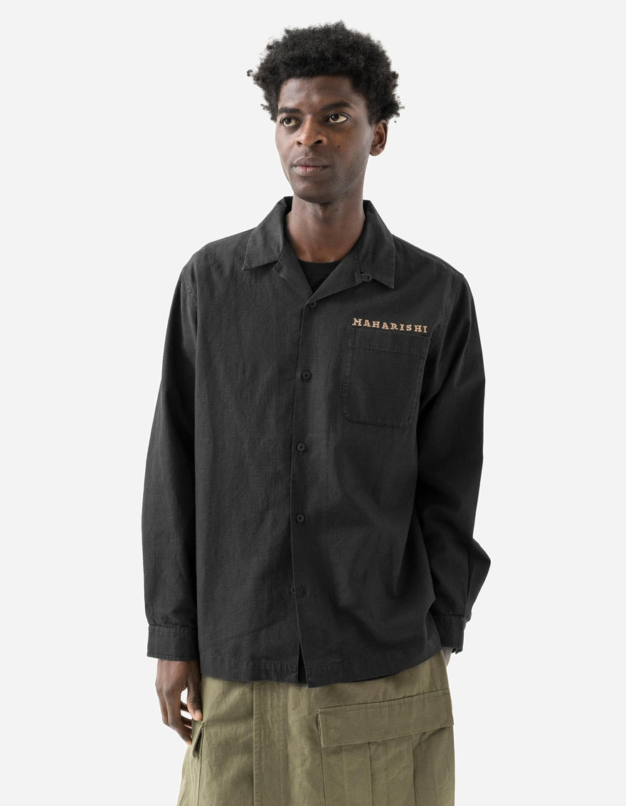 7089 Bering Strait Embroidered L/S Camp Collar Shirt Black
