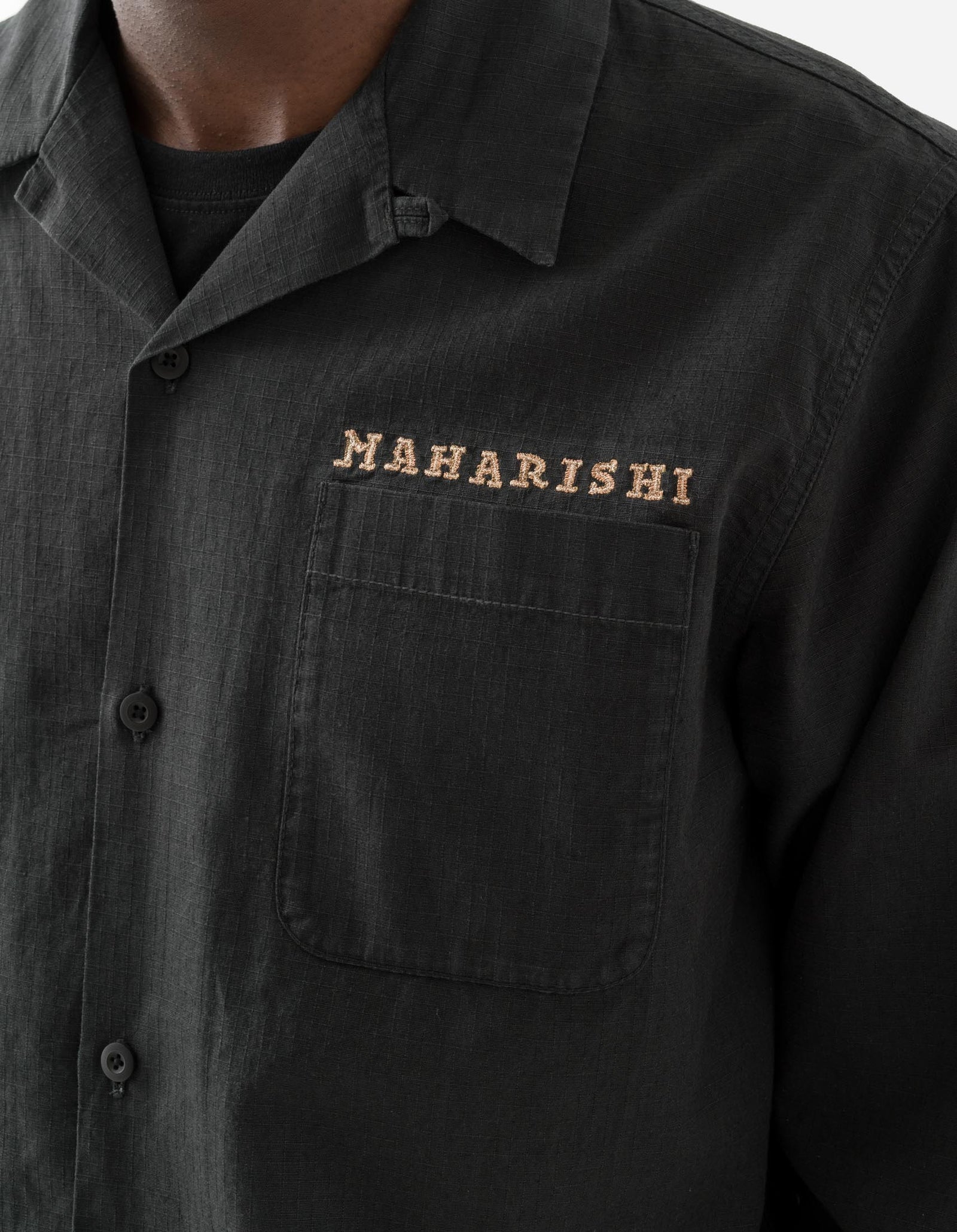 7089 Bering Strait Embroidered L/S Camp Collar Shirt Black