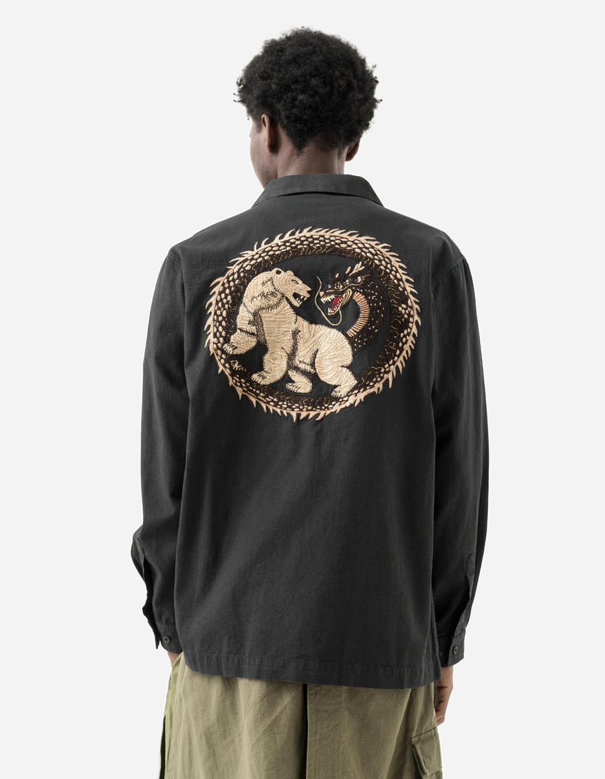 7089 Bering Strait Embroidered L/S Camp Collar Shirt Black