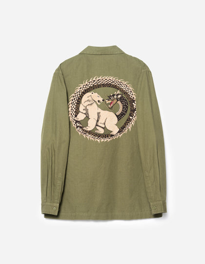 7089 Bering Strait Embroidered L/S Camp Collar Shirt Olive OG-107F
