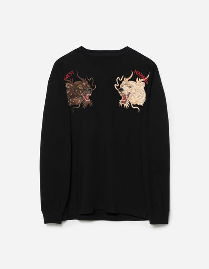 7090 Duality Bering Bears Embroidered L/S T-Shirt Black