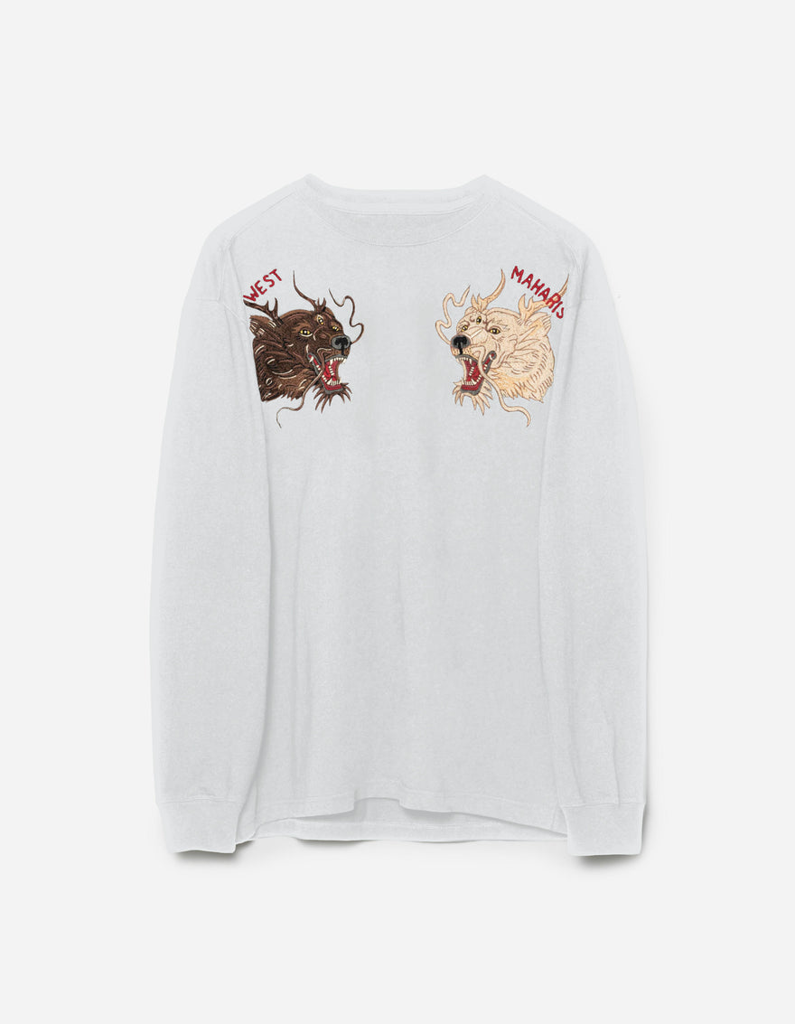 7090 Duality Bering Bears Embroidered L/S T-Shirt Ice Blue