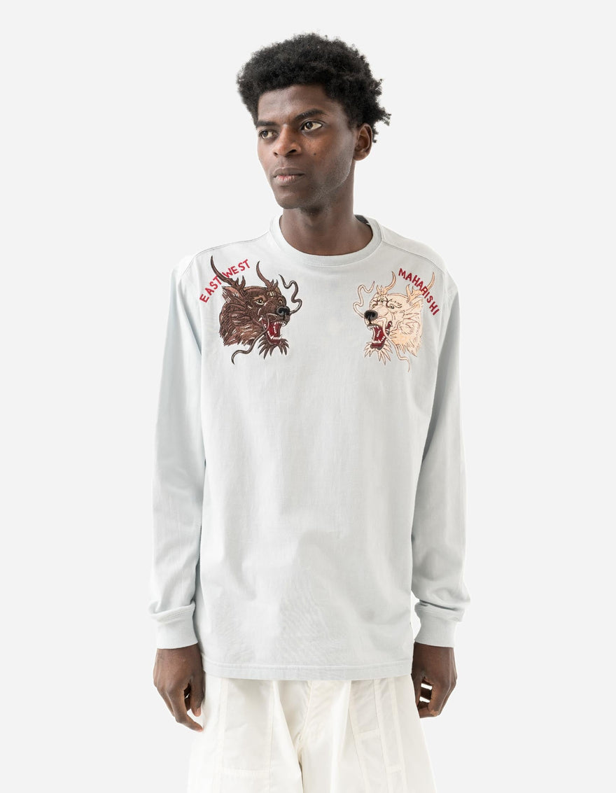 7090 Duality Bering Bears Embroidered L/S T-Shirt Ice Blue