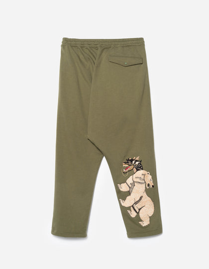 7091 Bering Strait Embroidered Asym Sweatpants Olive OG-107F