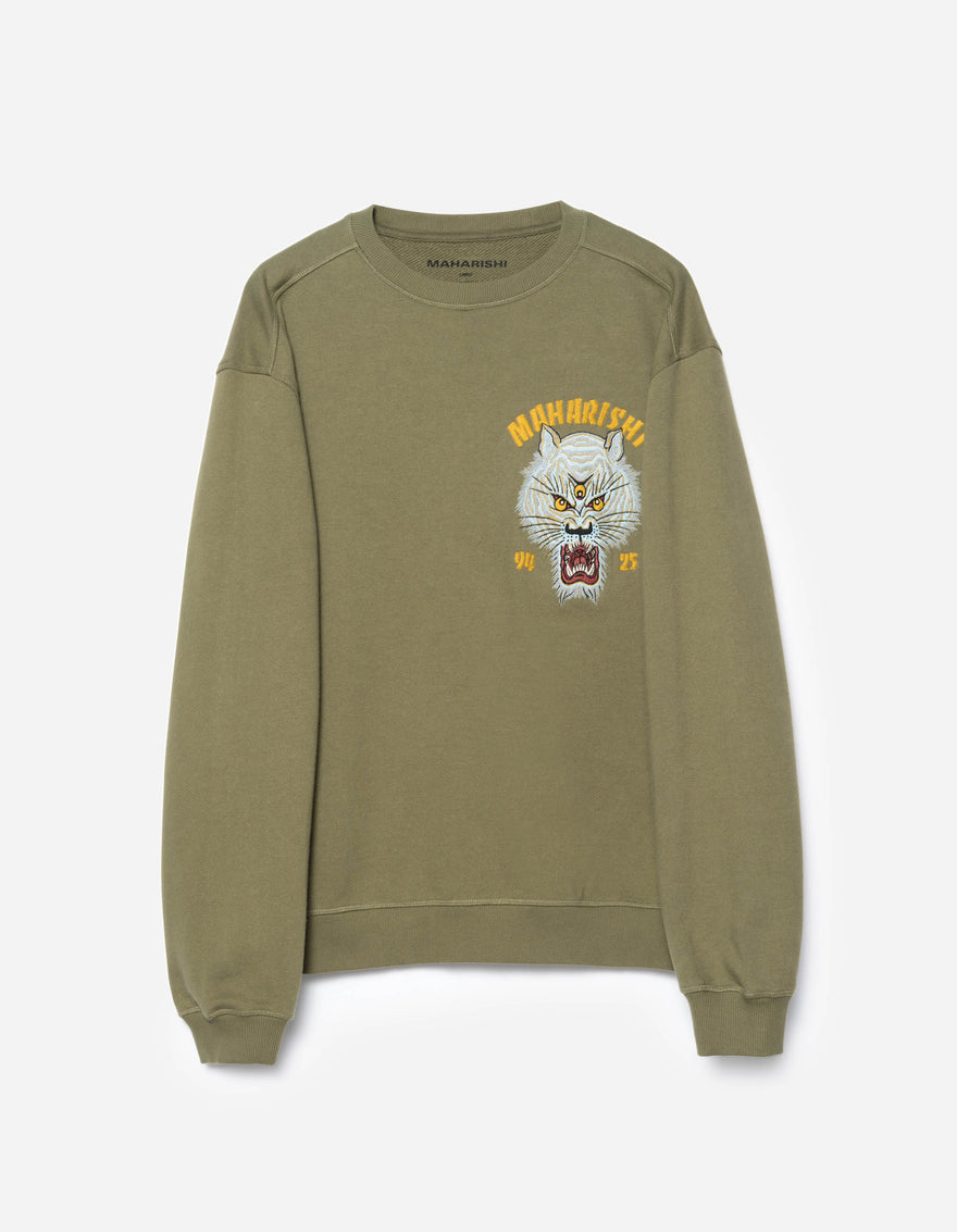 7092 Sno Panters Tour Embroidered Crew Sweat Olive OG-107F