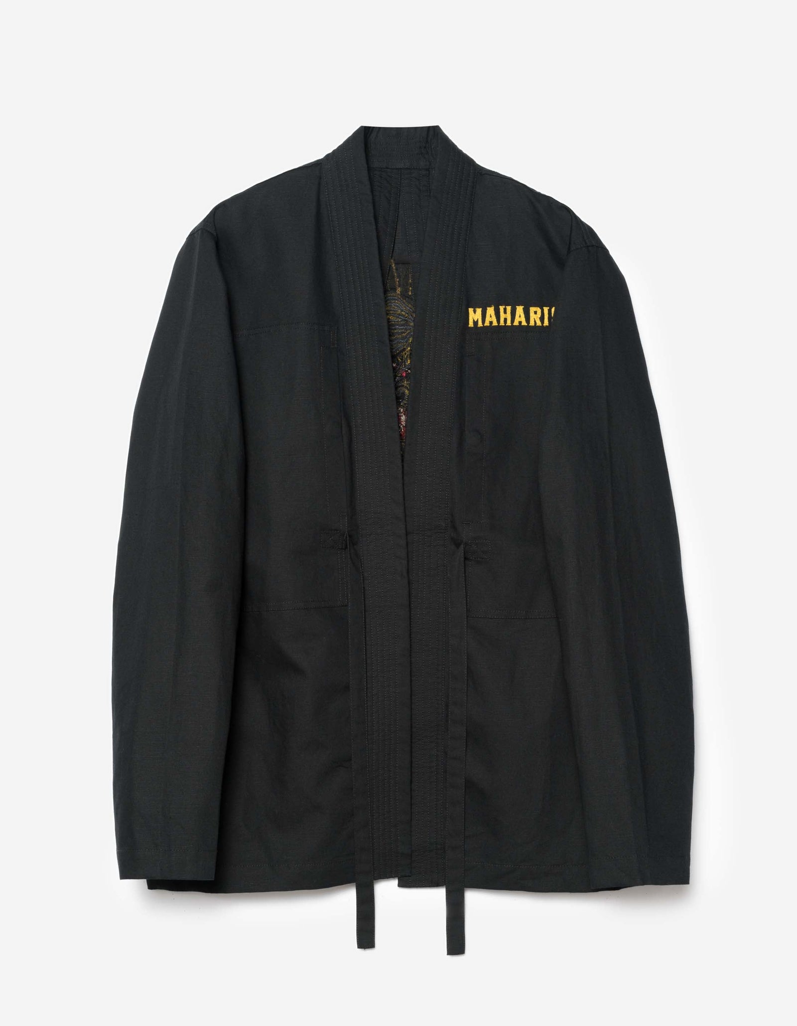 7093 Sno Panters Embroidered Hanten Shirt Black