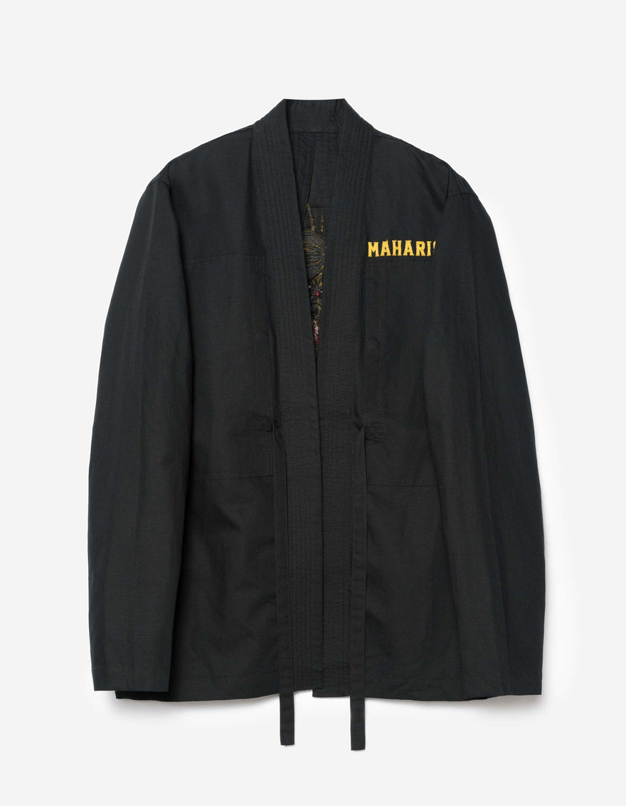 7093 Sno Panters Embroidered Hanten Shirt Black