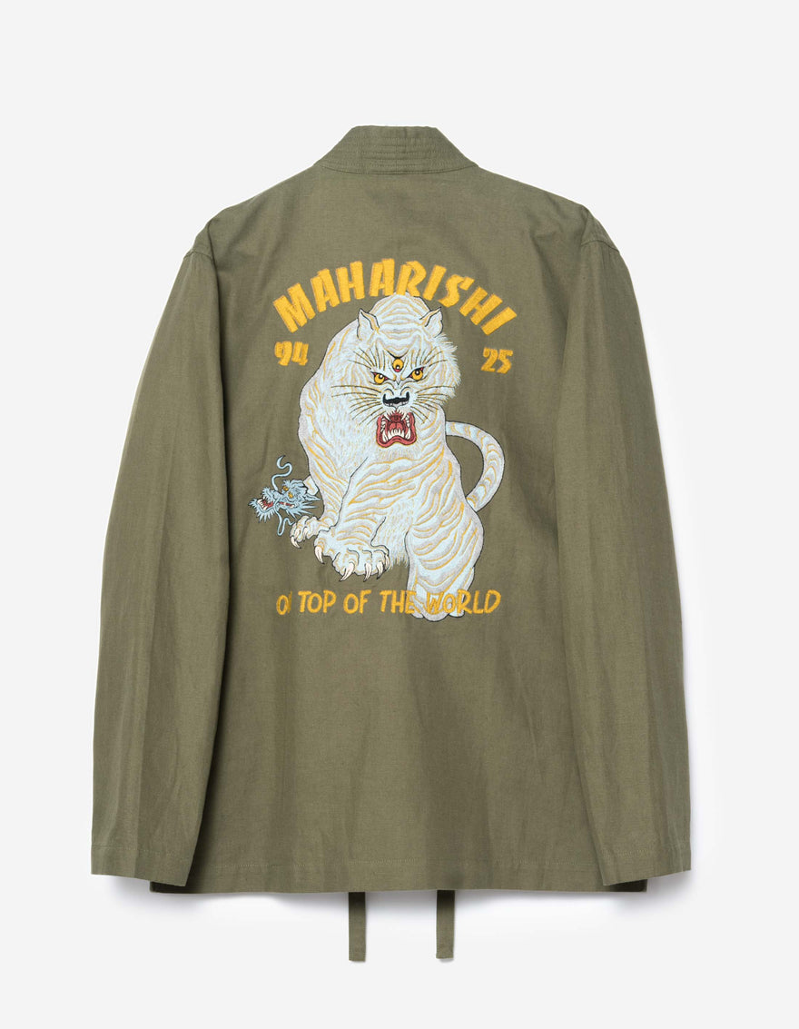 7093 Sno Panters Embroidered Hanten Shirt Olive OG-107F