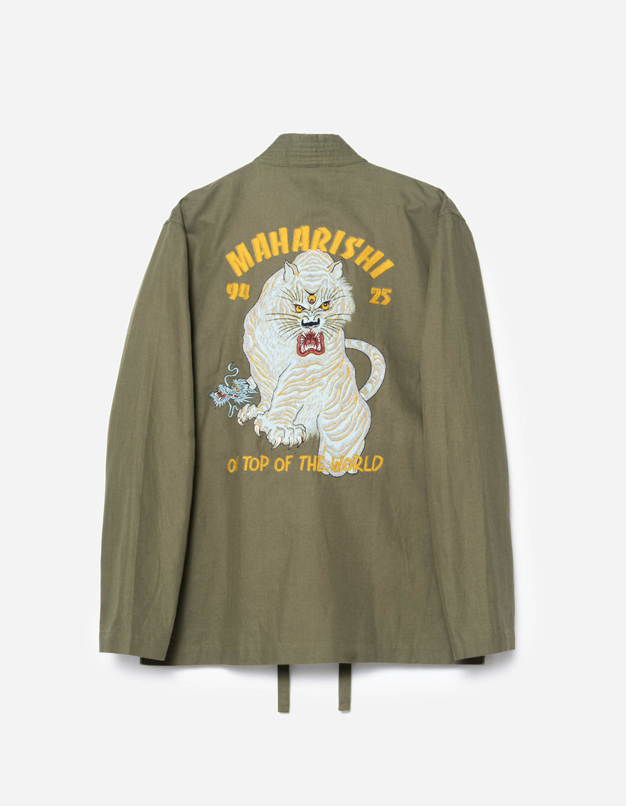7093 Sno Panters Embroidered Hanten Shirt Olive OG-107F