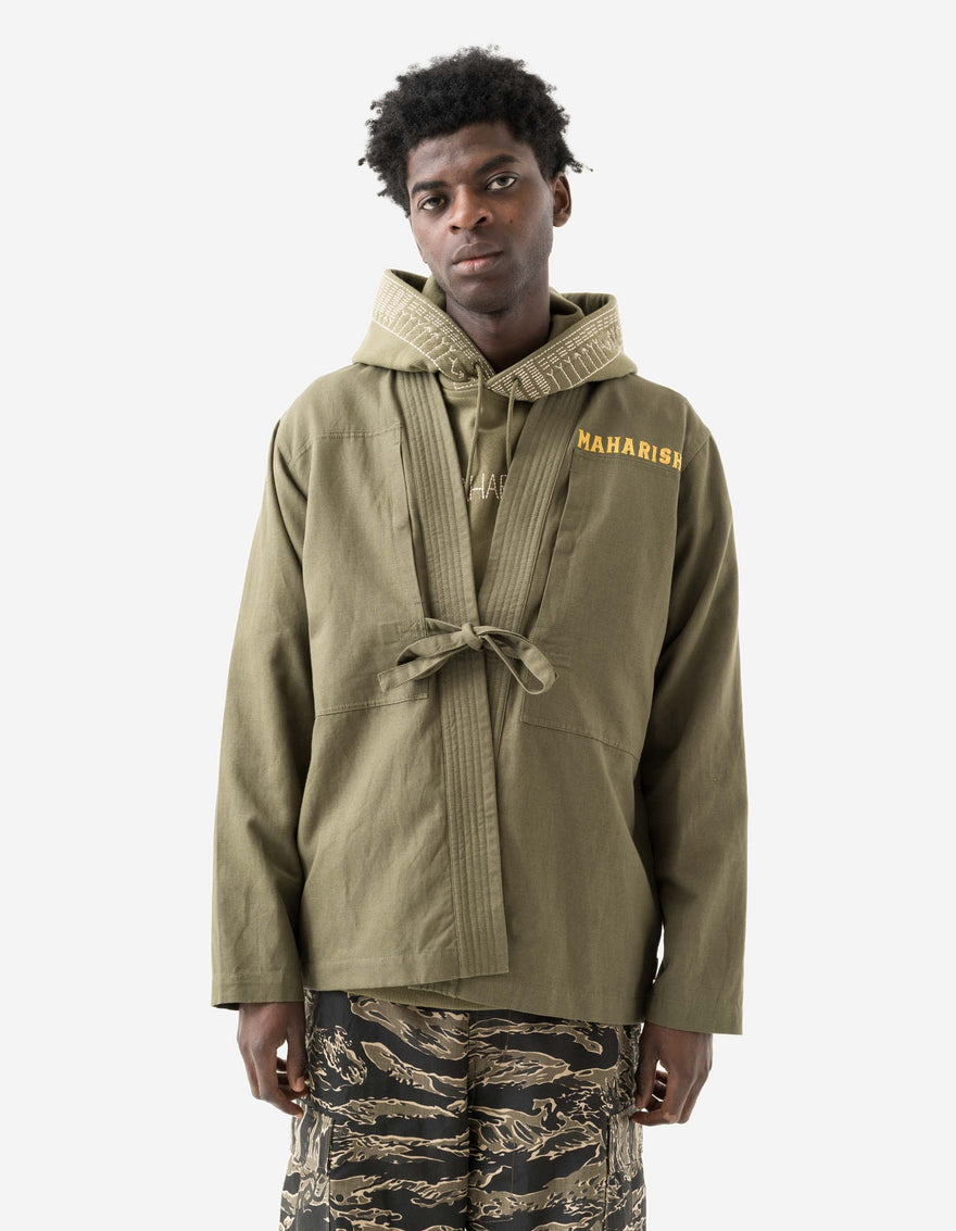 7093 Sno Panters Embroidered Hanten Shirt Olive OG-107F