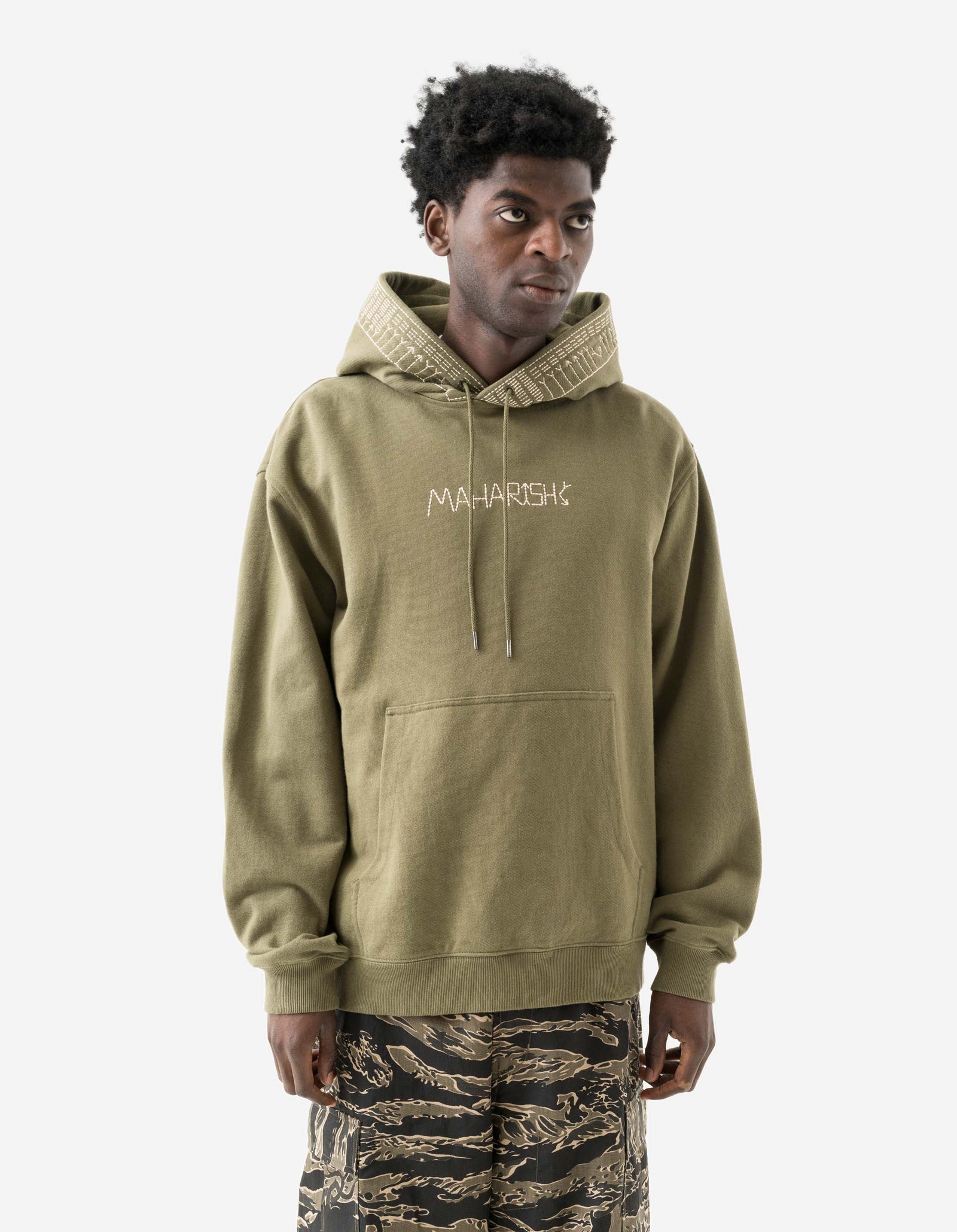 7095 Alaskan Hilltribe Embroidered Hooded Sweat Olive OG-107F