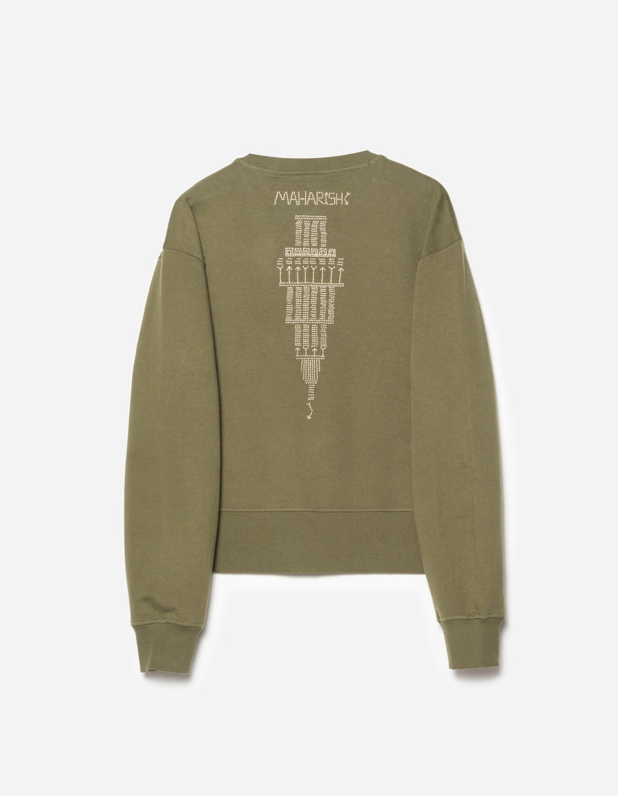7096 Alaskan Hilltribe Embroidered Crew Sweat Olive OG-107F