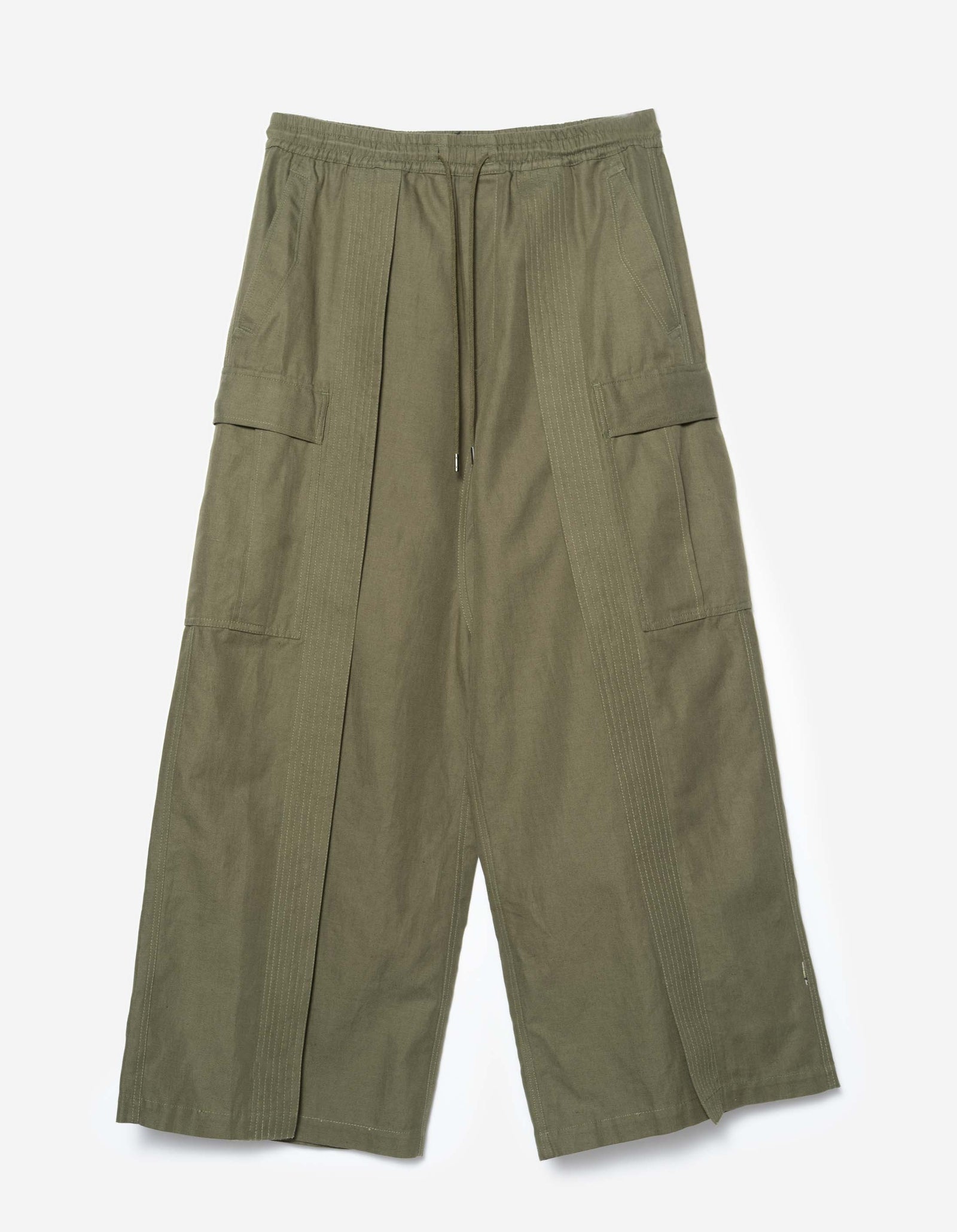 7097 Alaskan Hilltribe Embroidered Cropped Hakama Olive OG-107F